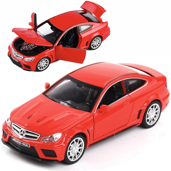 Машинка Mercedes AMG C63 іграшка дитяча моделька металева колекційна 15 см Червоний (60015)