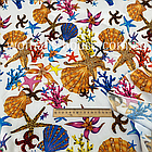 Супер софт тканина друкований принт Морський на білому, фото 2