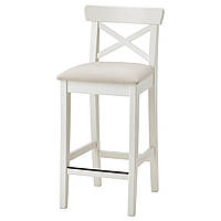 ИКЕА Барный стул со спинкой INGOLF ИНГОЛЬФ, 004.787.37, белый