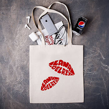 Еко-сумка, шоппер, щоденна з принтом "Kisses Lana Del Rey"