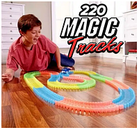 Гнущийся и светящийся гоночный трек Magic Tracks 220 дет,гибкая игрушечная дорога автотрек,гоночная трасса mnb