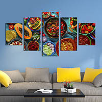 Модульная картина из 5 частей на холсте KIL Art Вкусная мексиканская кухня 112x54 см 295-52 TO, код: 7856025
