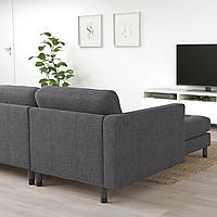 IKEA ЛАНДСКРУНА, 494.442.27, 3-местный диван с козеткой, Гуннаред темно-серый, дерево, черный