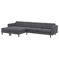 IKEA ЛАНДСКРУНА, 794.442.21, 5-местный диван с шезлонгами, Гуннаред темно-серый, дерево, черный
