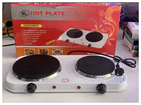 Электроплита настольная дисковая 2 комфорки Hot Plate,двухкомфорочная электрическая плита 2000W переносная mnb