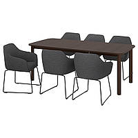 ИКЕА Стол и 6 стульев STRANDTORP СТРАНДТОРП / TOSSBERG, 994.410.28, коричневый