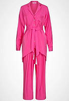 Комплект жіночий Garna для дому та відпочинку — сорочка на ґудзиках і укорочені штани XL Рожевий "Pink"