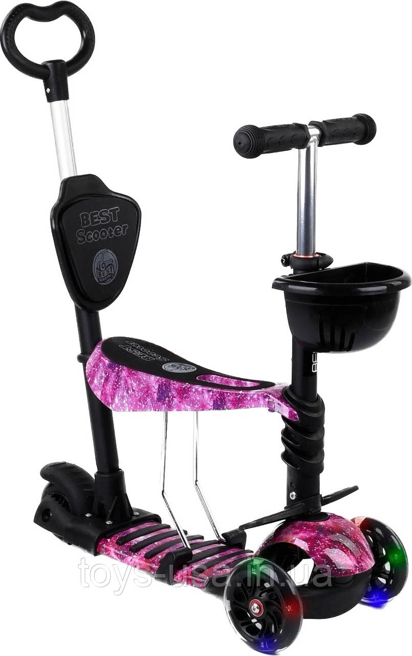 Самокат — біговел 5 в1 Best Scooter з батьківською ручкою та підніжками арт. 71905, фото 1