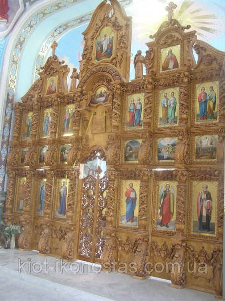 Іконостас з дерева,прямий,лакований,скульптура Ангела