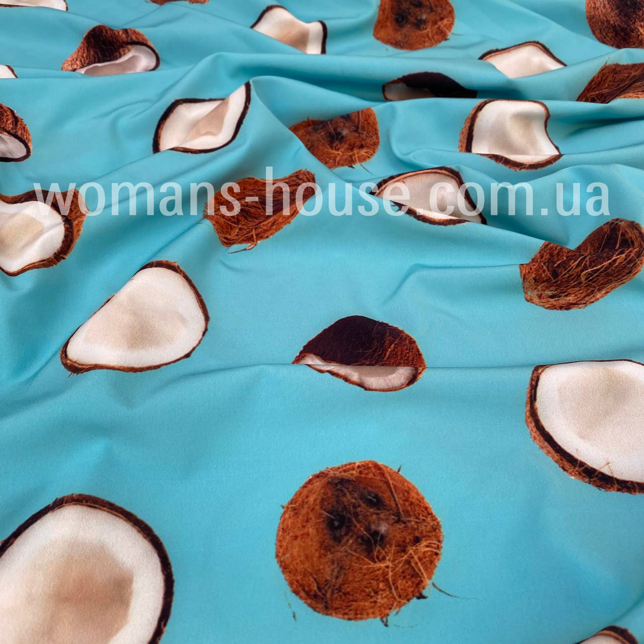 Супер софт друкований принт Кокоси на блакитному, фото 1