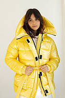 Весенняя куртка с капюшоном и поясом indigo.limited N 080TH Желтый M EV, код: 7791414
