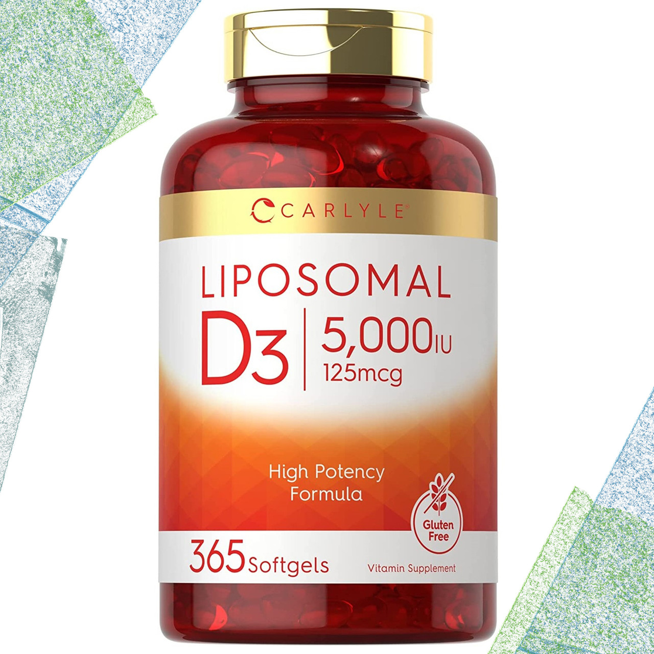 Ліпосомальний вітамін Д3 Carlyle Liposomal D3 5.000 IU (125 мкг), 365 гелевих капсул, фото 1