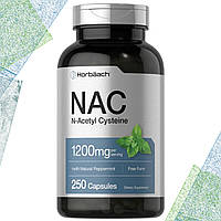 Отхаркивающее, для печени Horbaach NAC N-Acetyl Cysteine 1200 мг на порцию с Мятой, 250 таблеток (каплетс)