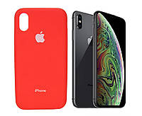 Противоударный чехол для Apple iPhone X / XS spigen black анти отпечатки пальцев с вырезом под яблоко Красный