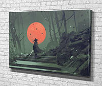 Картина в гостиную спальню для интерьера Загадочный самурай KIL Art 81x54 см 760 ES, код: 7448061