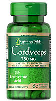 Тонизирующее средство Puritans Pride Cordyceps Mushroom 750 mg 60 Caps MN, код: 7537779