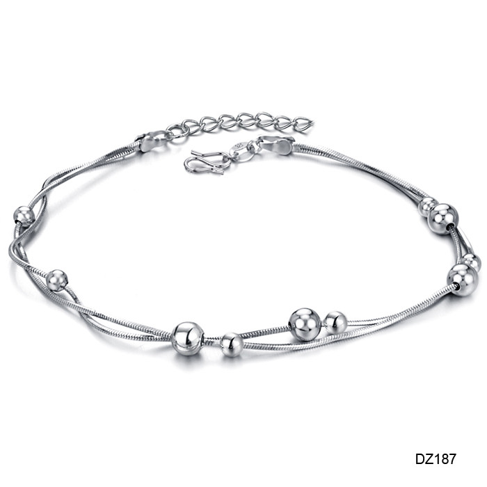 Жіночий браслет на ногу з родієвим покриттям, фото 1