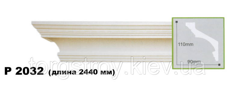 Карниз стельовий P2032F, довжина 2,00м, Gaudi decor