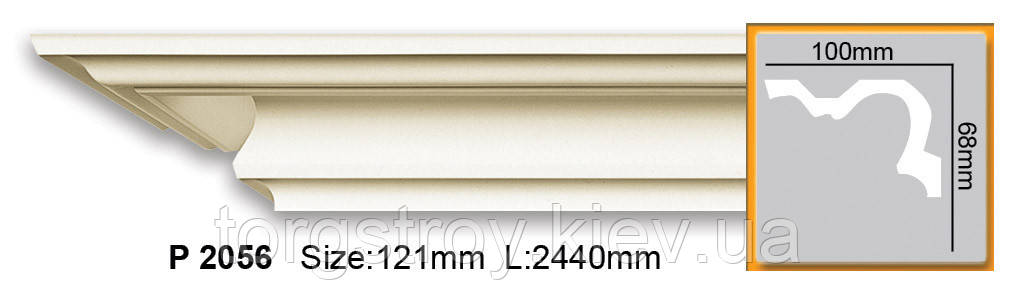 Карниз стельовий P2056F, довжина 2,00м, Gaudi decor