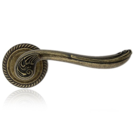 Ручки дверні різьблені Trion ЦАМ BIANCO 28 A. BRONZE, фото 1