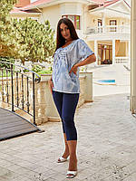 Жіночий батальний літній костюм-двійка: футболка + бриджі (р.48-58). Арт-2755/20 "Sometimes"