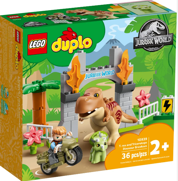 Конструктор LEGO DUPLO Утеча тиранозавра і трицератопса 36 деталей (10939)