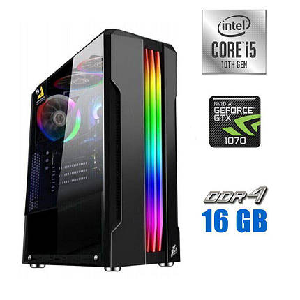 Ігровий ПК MT/ Core i5-10400F/ 16 GB RAM/ 240 GB SSD + 500 GB HDD/ GeForce GTX 1070 8GB/ 500W, фото 1