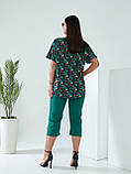 Стильний жіночий батальний літній костюм-двійка: туніка + бриджі (р.50-58). Арт-2757/20, фото 3