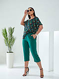 Стильний жіночий батальний літній костюм-двійка: туніка + бриджі (р.50-58). Арт-2757/20, фото 2