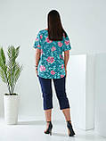 Стильний жіночий батальний літній костюм-двійка: туніка + бриджі (р.50-58). Арт-2757/20, фото 7