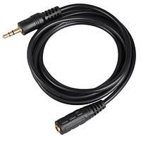 Аудіо кабель, подовжувач, 3.5мм джек, мама - тато, 1.4м, конектори з золотим напиленням