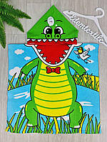 Пончо с капюшоном для мальчика Крокодильчик, Зеленый, 60х60