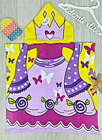 Детское полотенце пончо с капюшоном Принцесса, Сиреневый, 60х60