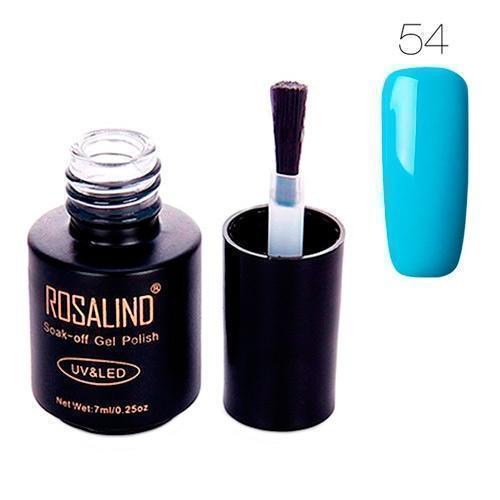 Гель-лак для нігтів манікюру 7 мл Rosalind, шелак, 54 блакитний, стійкий, для УФ-лампи