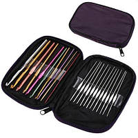 Набір з 22 алюмінієвих гачків для в'язання, чохол, анодований алюміній, 12 і 10 гачків різних розмірів