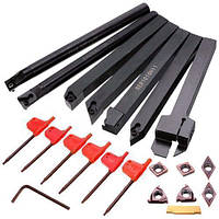 Набір з 7 токарних тримачів, різців 10мм для токарного станка, з твердосплавними пластинами