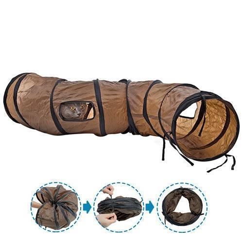 Тунель для котів 120x25 см нейлоновий шурхотливий S-образний тунель, ігровий куточок для кота