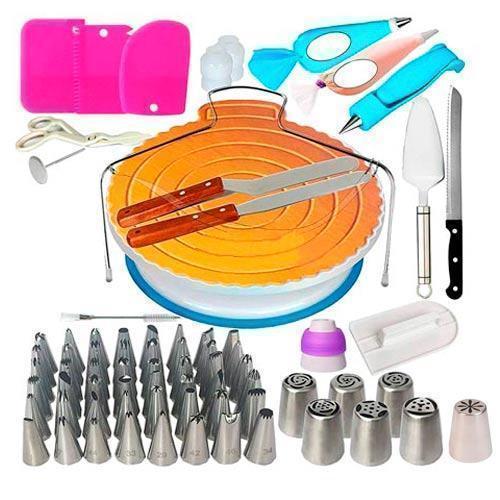 Набір для декору тортів кексів, кондитерські інструменти, 123 шт, підставка, 48 насадок з нержавіючої сталі