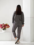 Жіночий стильний сірий трикотажний спортивний костюм великих розмірів (р.48-54). Арт-2761/20, фото 4
