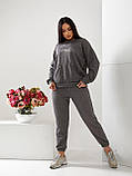 Жіночий стильний сірий трикотажний спортивний костюм великих розмірів (р.48-54). Арт-2761/20, фото 2