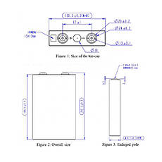 Акумулятор літій-іонний (prismatic) LiFePO4 (LFP) EVE LF105, 105Ah, A, 3,2V Grade A, M6, Blue, фото 2