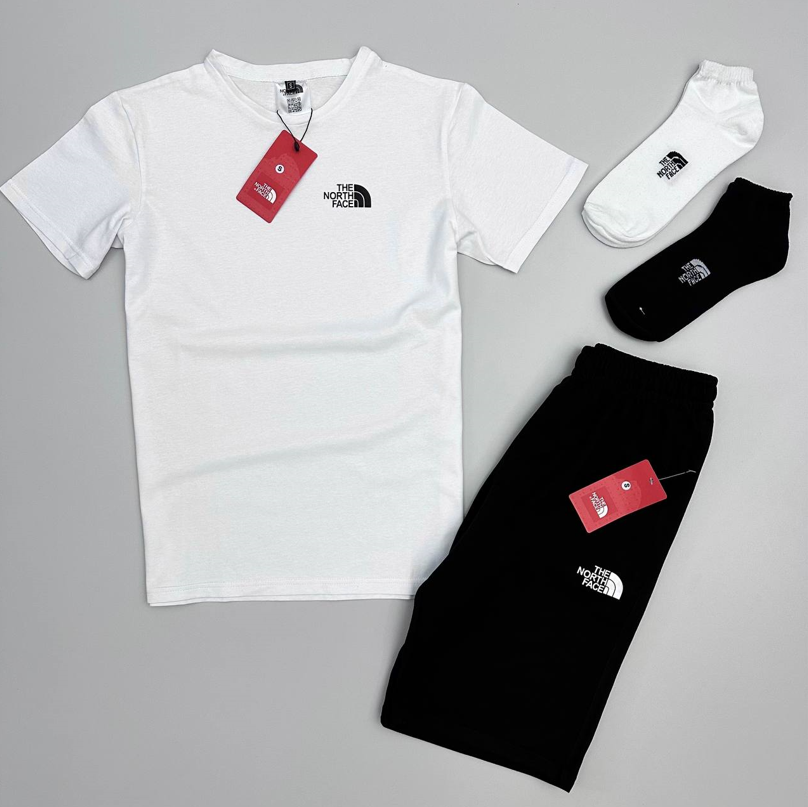 Літній комплект The North Face TNF Костюм шорти футболка Зе Норд Фейс ТНФ спортивна бавовна білий чорний чоловічий жіночий