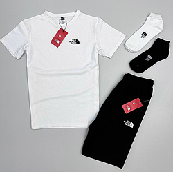 Літній комплект The North Face TNF Костюм шорти футболка Зе Норд Фейс ТНФ спортивна бавовна білий чорний чоловічий жіночий