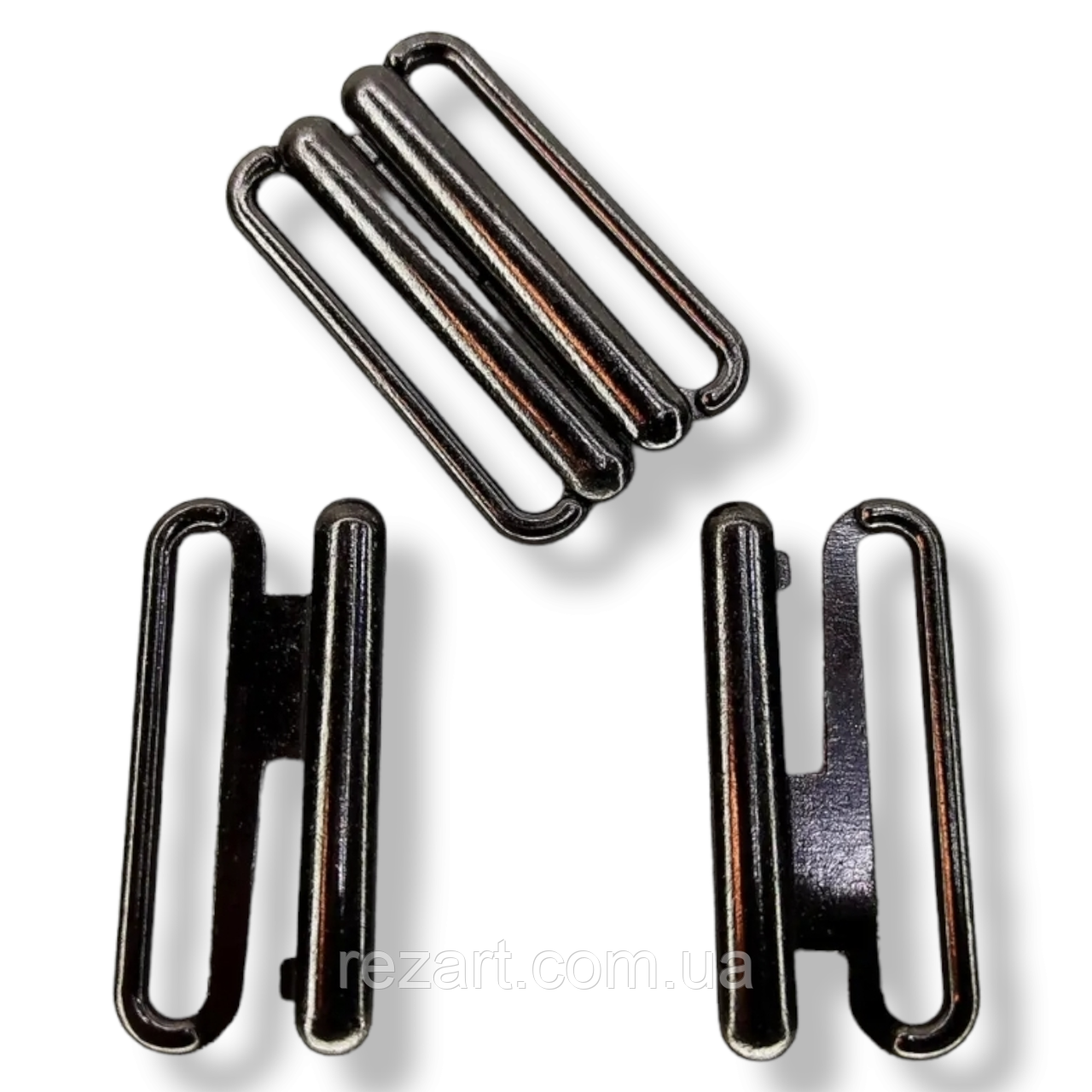 Застібка на купальник 3 см колір блек нікель. (5 комплектів в пакованні)