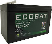Аккумуляторная батарея AGM 12В, 7ач Ecobat ELC 12-7 - для бесперебойника, сигнализации, медицинского