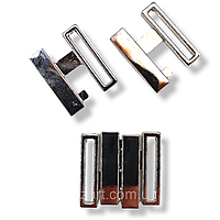 Застібка на купальник 2 см колір сріблястий нікель. (5 комплектів в пакованні)