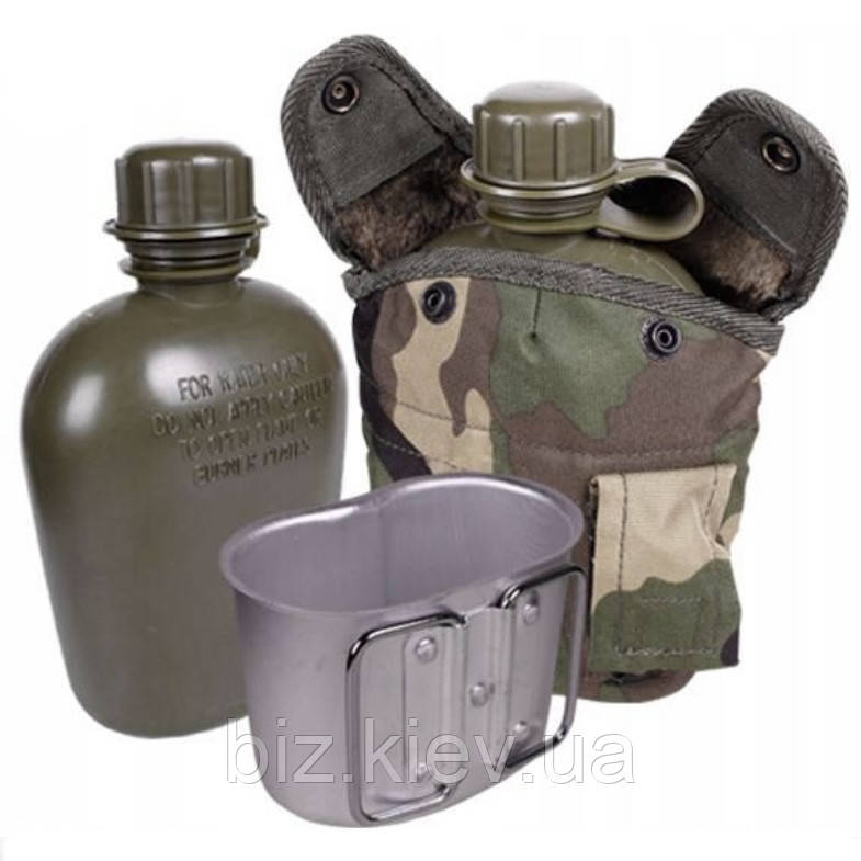 Фляга Mil-Tec 1 л з чашкою в чохлі мультикам Woodland