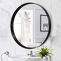 Зеркало настенное круглое 80 х 80 см в металлической раме (цвет черный)