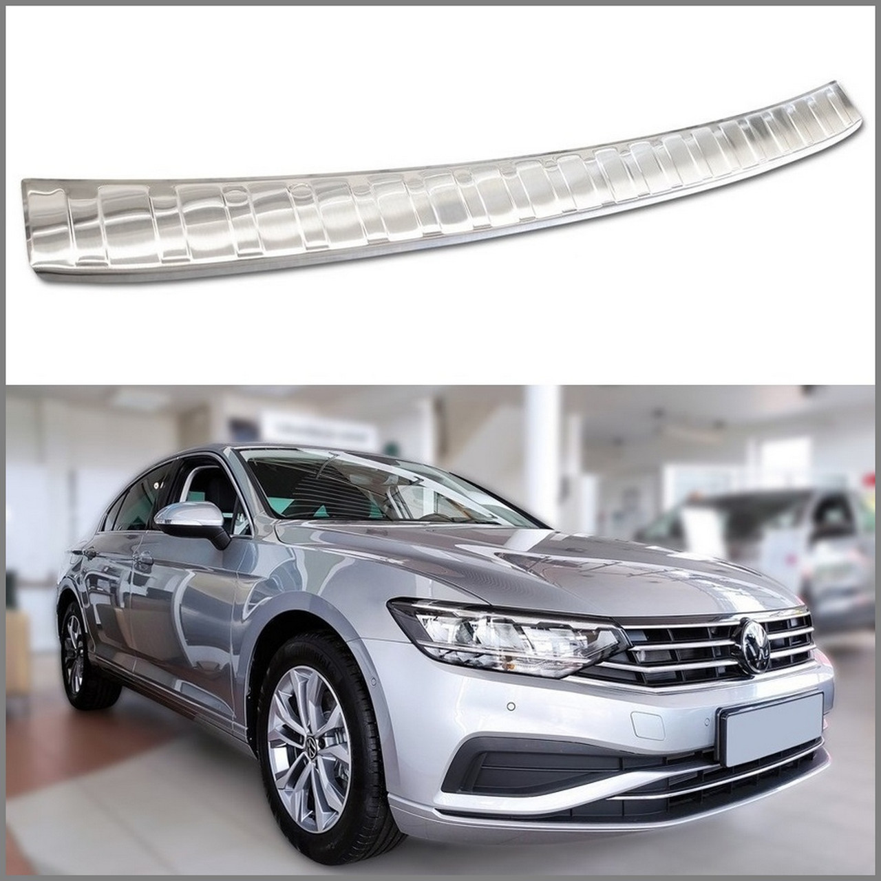 Захисна накладка на задній бампер для VW Passat Sedan 2014-2019, lift. 2019+ /нерж.сталь/