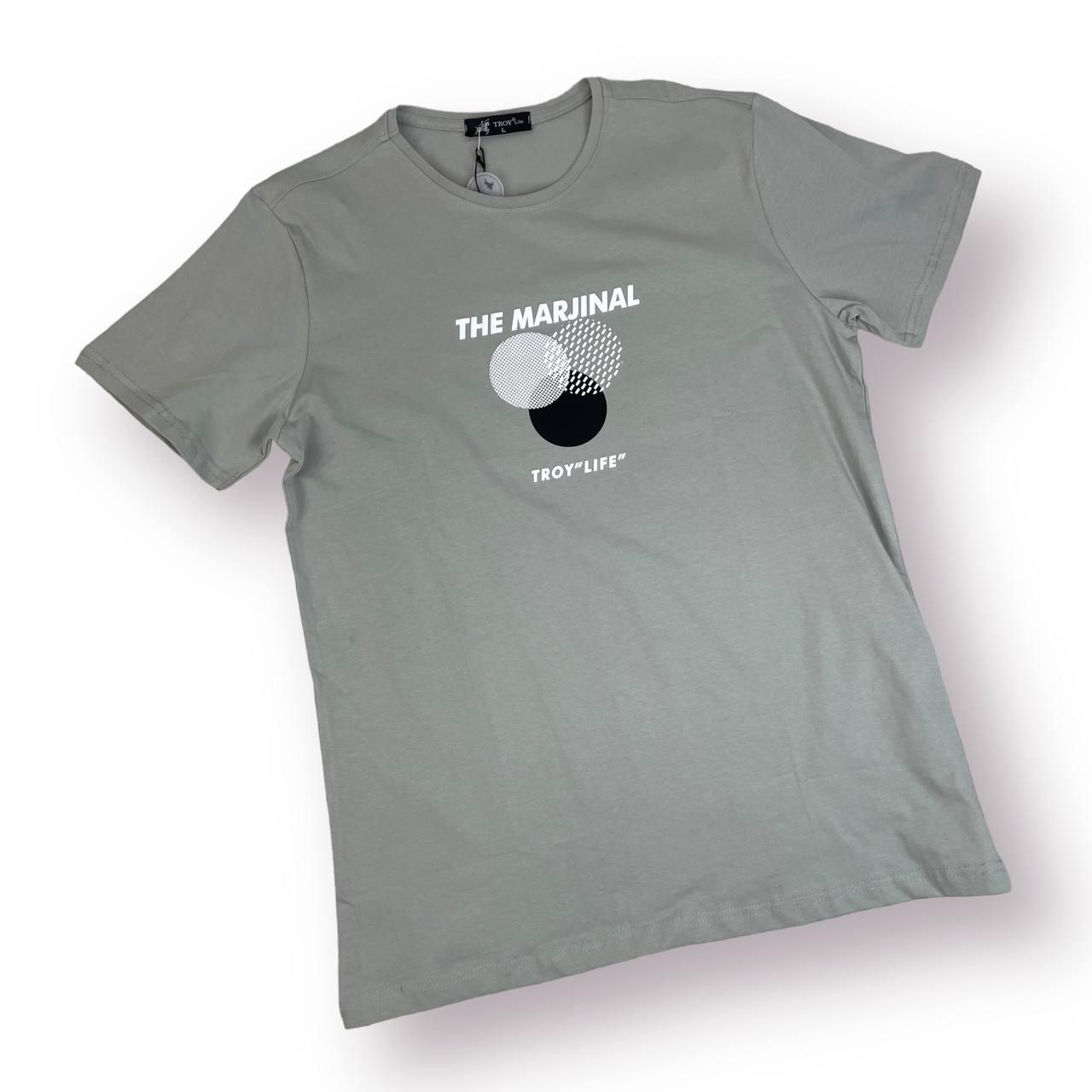 Чоловіча футболка, сіра, зі стильним буквеним дизайном, бавовна (S-XL) No 2348, TP Troy